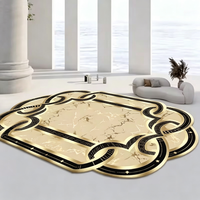 Tapis de luxe pour salon, décoration de la maison, tapis dorés de grande taille, tapis d'appoint pour canapé, tapis de sol doux antidérapant lavable
