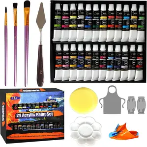 Art Supplies Wholesale 24 Colors Acrylic Paint Set For Art And Craft Kits