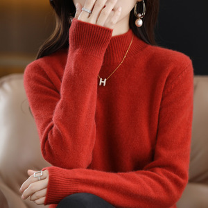 Pull à col haut et manches longues pour femme, coupe ample, couleur unie, tricoté, pour l'automne et l'hiver, élégant, pour les déplacements, Smlxlxxl - Product Image 4