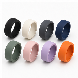 Lot de 8 protections d'anneau plates et audacieuses pour Oura Ring 4 Gen 3, ensemble de protecteurs en silicone larges et carrés, couleurs vives, protection robuste - Product Image 1