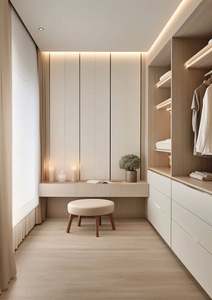 Modern Closets with Dressing Table Steel Wardrobe Manufacturing Dark <b>Wooden</b> Small Storage Luxury <b>Cabinet</b> Bedroom Furniture - Product Image 2
