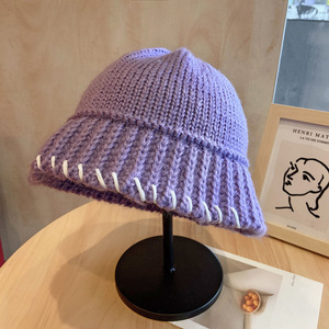 Chapeau bob rétro japonais en fourrure de <span class=keywords><strong>lapin</strong></span> <span class=keywords><strong>sauvage</strong></span>, version coréenne pour femme, chapeau d'automne et d'<span class=keywords><strong>hiver</strong></span>, chapeau chaud, chapeau de pêcheur - Product Image 4