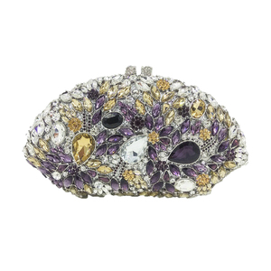 Bolso de Mano Elegante para Mujer con Pedrería Floral, Plumas Brillantes y Cristales, Bolso de Noche con Cadena Desmontable para Bodas - Product Image 2