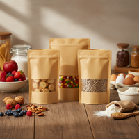 Nouvelles Sachets Doypack Personnalisés Biodégradables Transparents en Kraft avec Fermeture Zippée Refermable Style Classique pour Emballage Alimentaire, Sucre et Autres Aliments