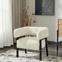 Chaise d'appoint en velours côtelé confortable de loisirs Fauteuil rembourré moderne avec pieds en bois massif pour salon salle à manger utilisation en extérieur