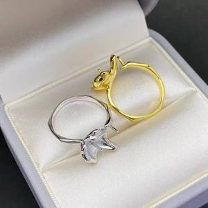 Porte-bague en argent S925 10563DIY vide, accessoire de bijouterie avec perle ronde de 10 à 13 mm pour femmes - Product Image 3