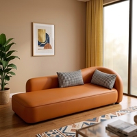 Canapé Longsen en similicuir style nordique, avec dossier incurvé en éponge, canapé-lit tendance pour chambre et gîte