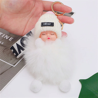 Porte-clés tendance en forme de lapin en peluche douce et écologique avec pendentif boule en alliage de zinc 3D, idéal pour la sommeil et la mode
