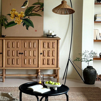 Buffet rétro en bois massif, sculpté à la main, armoire décorative tridimensionnelle, meuble de rangement latéral pour salon