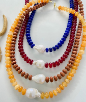 Natural Baroque Pearls Rainbow Gemstone Necklace Chunky Freshwater Pearl Natural Stone Bead Choker Vacation Jewelry Set Gift