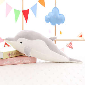 Oreiller en peluche <span class=keywords><strong>dauphin</strong></span> coloré en gros 2025, design personnalisable, jouets en peluche en polyester, rembourrage en coton PP, couverture en maille - Product Image 4