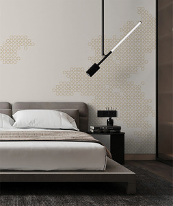 Elegante Carta da Parati Dorata con Rilievo Geometrico 3D Rivestimento Murale di Lusso per Design d'Interni Corridoi di Hotel Villa Soggiorno Parete d'Accento - Product Image 2