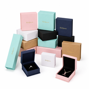 Boîtes à bijoux en carton rectangulaires simples avec fermeture magnétique, couleur personnalisée pour offrir des bijoux en cadeau - Product Image 1