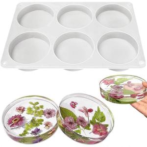 6 Pc Large Round Resin <b>Coaster</b> Mold <b>Silicone</b> DIY Mold For Crafting Home Decor - Product Image 1