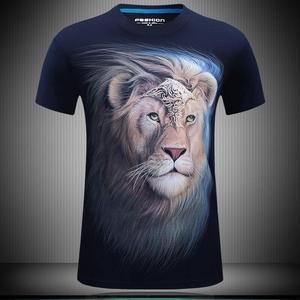 เสื้อยืดแขนสั้นลำลองสำหรับผู้ชายพิมพ์ลาย3D หมาป่าและสิงโตเอฟเฟกต์สเตอริโอสุดเท่180กรัมน้ำหนักผ้าทรงหลวม - Product Image 6