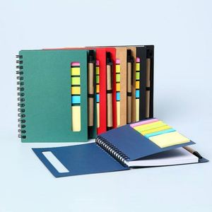 Custom Kraft Paper Cover Design Double Wire-O <b>Bound</b> Self-adhesive Portable Notepads Office Style Sticky Note Stickers Pen Custom - Product Image 1