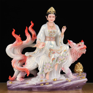 Statues en imitation porcelaine de renard à neuf queues, reine, fée, pour la maison, motif floral de <span class=keywords><strong>dragon</strong></span>, style Bouddha - Product Image 3