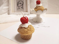 Bougie parfumée en cire de soja faite à la main, design gâteau muffin cerise, fausse décoration de dessert, accessoire de photographie, joli ornement pour la maison