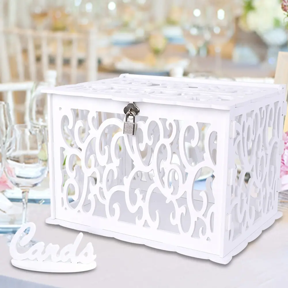 OurWarm Perlengkapan Pesta Ulang Tahun Dekorasi Pernikahan Kotak Uang DIY PVC Pernikahan Hadiah Kotak Kartu dengan Kunci