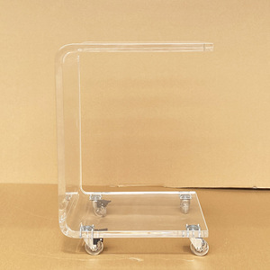 Mesita de noche de muebles acrílicos tipo <span class=keywords><strong>C</strong></span> modernos, diseño de lujo, carrito de servicio en forma de <span class=keywords><strong>C</strong></span>, mesa auxiliar acrílica - Product Image 2