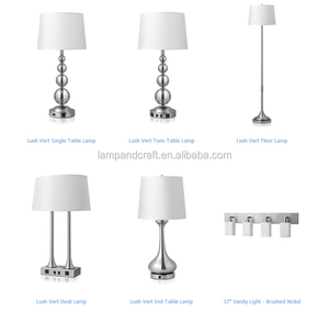 Modern Brushed Nickel Bedside Lights Bedroom Hotel Table Lamp with USB Port and Outlets for Hotel - Product Image 6