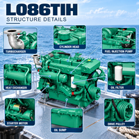 Moteur diesel marin Doosaan L086TIM 232 kW 315 CV, moteur turbocompressé de moyenne puissance pour systèmes de propulsion de bateaux de pêche, yachts et navires