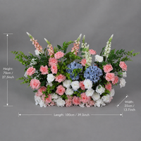 Composition florale artificielle rose et blanche pour allée de mariage, chemin de table floral pour la décoration de cérémonie
