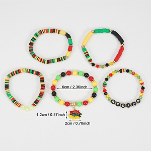 Bracelet extensible en perles Heishi pour femmes, style <span class=keywords><strong>Rasta</strong></span>, Afrique, Jamaïque, Juneteenth 2025, superposable, bohème, cadeau - Product Image 3