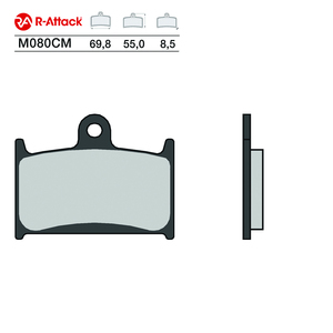 Pastillas de Freno Delanteras para Motocicleta R-Attack M080CM, de Carbono Cerámico, 69.8x55.0x8.5mm, Homologadas R90 - Product Image 1