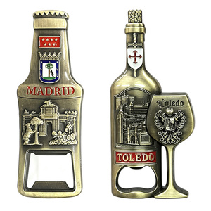 Abridor de Botellas Magnético Vintage de Metal con Forma de Botella de Vino de Madrid <span class=keywords><strong>Toledo</strong></span>, Souvenir de Aleación de Zinc, Adhesivo para Refrigerador, Decoración de Monumento Urbano - Product Image 1
