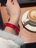 [Beauty Yu] Bracelet jonc pour femme en calcédoine de type glace, motif floral rouge cerise, transparente comme la lune, emballage coffret cadeau