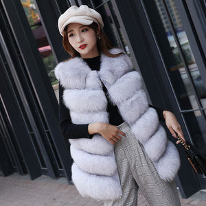Prezzo all'ingrosso della fabbrica cappotto invernale per le donne 6 file vera pelliccia vera Gilet signore stile lungo ragazze Gilet bianco naturale pelliccia di volpe - Product Image 1