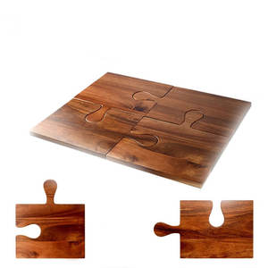 Ensemble de 4 grandes planches à découper en <span class=keywords><strong>bois</strong></span> d'acacia de haute qualité personnalisées, avec poignées de puzzle, planches à découper - Product Image 6