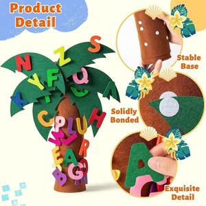 Jouet éducatif Montessori en feutre avec chiffres et lettres, motif pomme/coquillage, détachable, <span class=keywords><strong>interactif</strong></span>, avec attaches auto-agrippantes. - Product Image 4