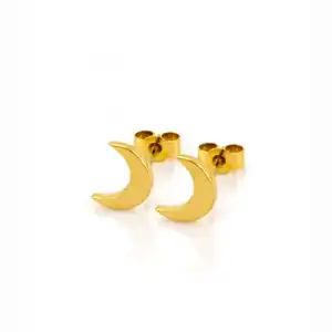 Olivia Korean Popular Crescent Moon High Polish Nickel Free Earring Personalized Gold Women Mini Moon Stud Earrings