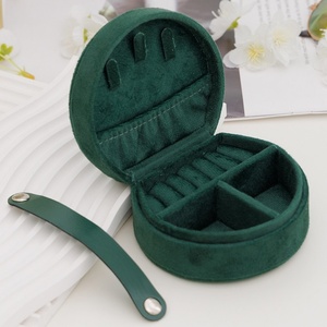 Hot Sale Customized Logo Mini Travel Ring Necklace Jewelry <b>Box</b> with Handle New Style <b>Earring</b> Storage Velvet Button Closure - Product Image 6