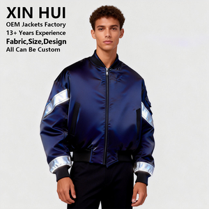 Chaqueta Bomber Larga de Invierno de Alta Gama con Tinte Reflectante para Hombre, Logotipo Personalizado, Iridiscente, Brillante, Impermeable, de Cuero PU con Forro Polar, Estilo Techwear - Product Image 2