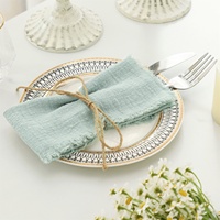 Serviettes en gaze de coton 6 pièces Serviettes en tissu de coton faites à la main Serviettes de table rustiques douces bohèmes pour les fêtes Mariage Utilisation quotidienne