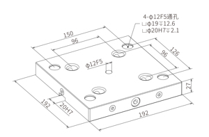 Aone carré simple plaque à point zéro 96mm 5e axe changement rapide prise de travail Compatible avec LANG 3A-110242 - Product Image 2