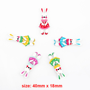 散装库存卡哇伊可爱<span class=keywords><strong>2</strong></span>孔彩色印花兔形动物木扣剪贴簿卡 - Product Image 5