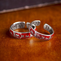 Bague en argent S925 pour hommes et femmes, Manjusri Bodhi, Tara Verte, Sutra du Cœur, Émail, Bouddha de la Guérison, Dieu Jaune de la Richesse, Sanskrit