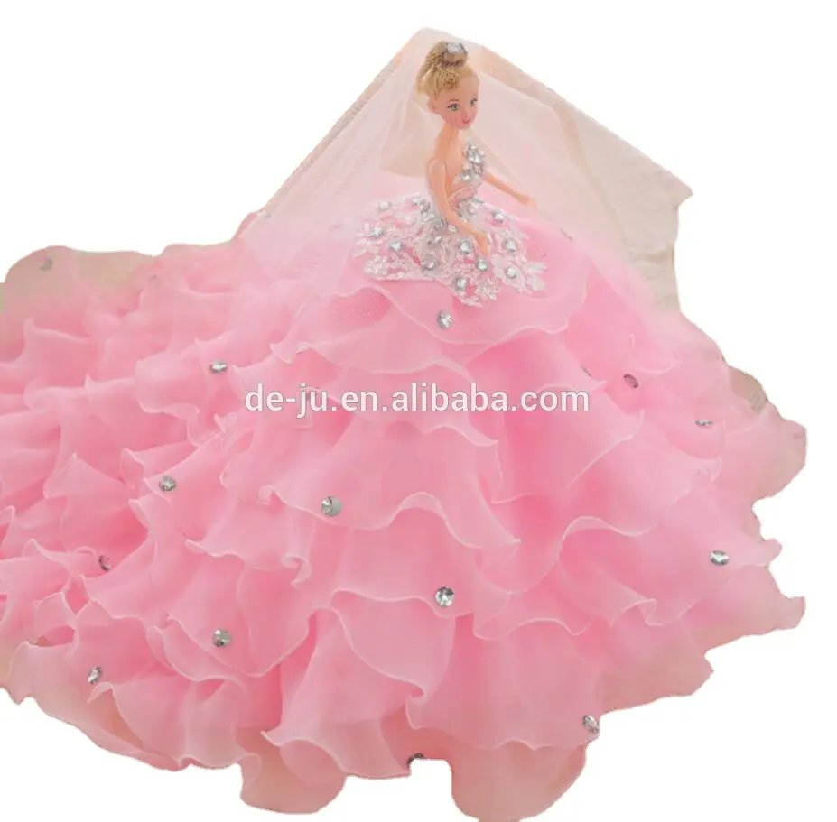 핑크 웨이브 가장자리 드레스 인형 도매