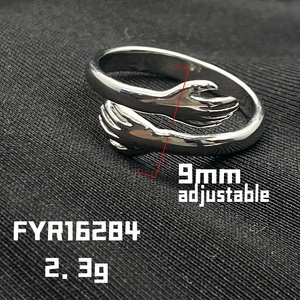 Fine 925 Sterling <strong>Silver</strong> Smooth Polished <strong>Hugging</strong> Two Hands Open <strong>Ring</strong> Couple Promise Band Anniversary Birthday Jewelry Gift - Product Image 5
