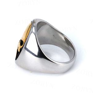 Yunnique Bague Crâne Punisher Gothique en Acier Inoxydable 316 pour Homme, Bicolore Or et Argent, Émail, Style Rébellien, Motard, Punk, Hip Hop, Fête - Product Image 3