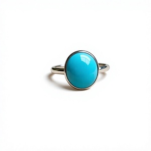Bague en argent sterling 925 sertie d'une pierre précieuse turquoise Sleeping Beauty, minimaliste, pour un usage quotidien, unisexe - Product Image 1