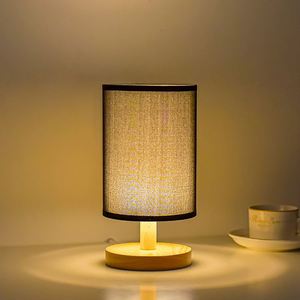 Lampe de table USB en bois massif nordique avec revêtement en tissu, lampe de chevet pour chambre à coucher, lampe de nuit LED pour bureau, vente en gros, lampe LED créative - Product Image 6