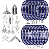 Ensemble de 12 insignes de regalia de loge maçonnique en cuir bleu vintage, brodés en 3D, à coudre, personnalisables, forme personnalisée, avec fermoir papillon