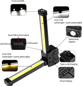 <span class=keywords><strong>Lampe</strong></span> de travail LED pliable Portable à 7 modes <span class=keywords><strong>Lampe</strong></span> de poche magnétique <span class=keywords><strong>rechargeable</strong></span> à rotation de 90 degrés Alimentation 12V DC pour le travail sur route - Product Image 2