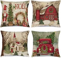 Housse de Coussin de Canapé "Deer Navidad" à Carreaux Rouges et Noirs, Housse de Coussin de Noël en Sac OPP, Décoration de Noël pour la Maison, Vente en Gros et Personnalisation de Noël