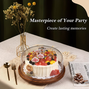 Support à gâteau en bois avec couvercle en dôme pour cadeaux de pâtisserie, anniversaires, cuisine, fêtes, mariages - Product Image 5